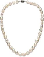 Baroque Pearl Necklace For Women, 9-10Mm AA Quality Freshwater Cultured Pearl Strand Necklace With Sterling Silver Clasp