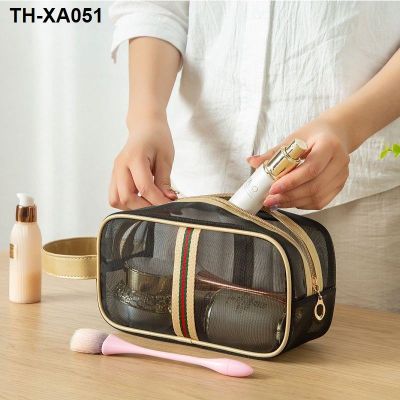 New net yarn makeup bag ins web celebrity portable receive travel toiletry bags with transparent