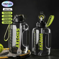 2.0L 1แกลลอน SHOTAY ขวดน้ำกีฬา Tritan วัสดุ BPA ฟรีความจุขนาดใหญ่แบบพกพาถ้วยฟางสำหรับออกกำลังกายการออกกำลังกายการเดินทาง