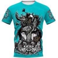 T SHIRT - Viking Tattoo Three-Dimensional Printing t-Shirt For Men Women Summer Casual Half-Sleeved Half  - TSHIRT