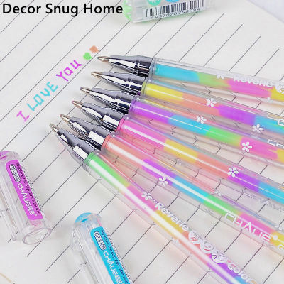【Free Shipping】ปากกาเปลี่ยนสีปากกาเน้นข้อความสีสันแบบทำมือ6ใน1เครื่องเขียนนักเรียน