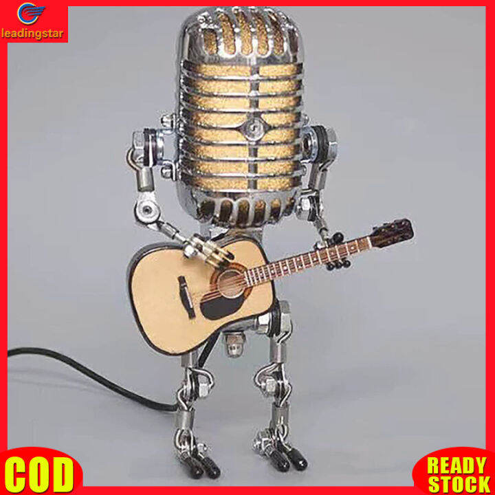 leadingstar-rc-authentic-retro-microphone-table-lamp-aluminum-alloy-microphone-robot-lamp-led-guitar-lights-for-home-decoration