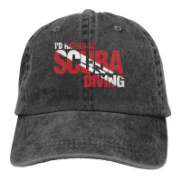 Casual Baseball Cap Spring And Autumn Cap ID Rather Be Scuba Diving Funny Dive Diver Sea Equipment Gear Kit All-Match Large Size Cotton Popular Washed Cap Adjustable Adult Cap