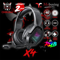 Onikuma X4 Gaming Headset หูฟัง หูฟังมือถือ หูฟังเกมมิ่ง 3.5 มม. มีไฟ RGB ตัดเสียงรบกวนได้ดี ใช้งานได้ทั้ง PC / Mobile / PS4 ฯลฯ