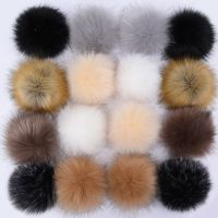 1Pc 8/10cm Hairball Faux Raccoon Fur Pom Pom Ball for Mobile Strap Hat Bag Shoes Handmade Clothing Accessories With Rubber Band