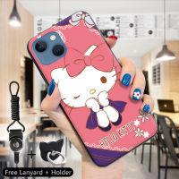 Volans เคสเคสสำหรับ Apple iPhone 15 Pro Max 15 15 Pro,แหวนใส่นิ้วสายคล้องตัวการ์ตูนน่ารักเฮลโลคิดตี้เคทีแมวเคสครอบโทรศัพท์ TPU ซิลิโคนนิ่ม