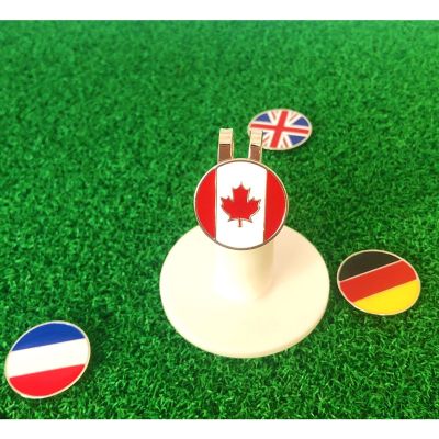 ：“{—— 1Pc 24Mm Diameter Magnetic Golf Hat Clip With Embossed Metal Golf Ball Marker National Flag France Britain Germany Canada New