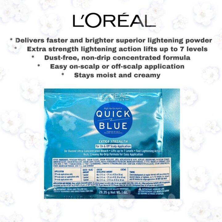 L'oreal Quick Blue Bleach Powder Extra Strength High Performance 28.35g