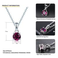 Hutang Rhodolite Garnet 925 Silver Pendant Round 5mm Genuine Gems Solid 925 Sterling Silver Chain Fine Simple Elegant Jewelry