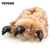 Winter Unisex Paw Slippers Bear Claw Indoor Home Shoes Soft Fabric House Plush Shoes Couples Cute Funny Furry Slides Shoes Woman