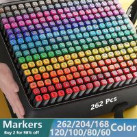 hot！【DT】 262/204/168 Colores Markers Pens Set Painting Manga Highlighter school supplies Korean Stationery