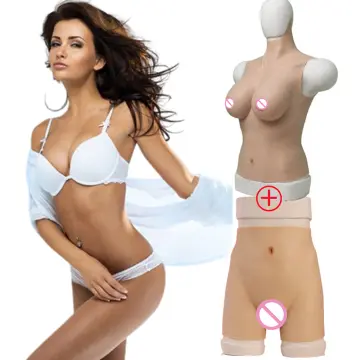 Plus Size No Oil Silicone Crossdresser Half Bodysuit Breast Forms Fake  Boobs