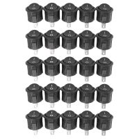 25 Pcs SPST Black Button On/Off Round Rocker Switch AC 6A/125V 3A/250V