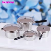 babys✹ 4Pcs 1:12 Dollhouse Miniature Metal Mini Pot Set Doll House Kitchen Furnitures