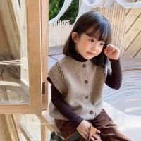 [COD] Childrens woolen vest 2023 spring and autumn new boys girls Korean version retro knitted baby foreign style cardigan