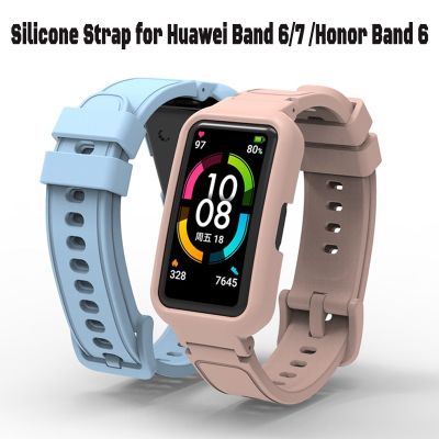 Silicone Case+Strap for Huawei Band 6 7 Honor Band 6 Smart Watch Replacement Bracelect Wristband Strap for Huawei Band 7 6 Case Wall Stickers Decals