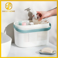 Smiley Home ตะกร้าพลาสติกเอนกประสงค์พร้อมหูหิ้ว สำหรับเก็บของใช้ต่างๆ ไม่มีฝาปิด ทรงวงรี