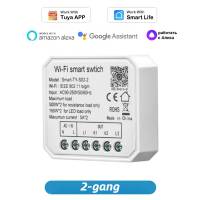 Tuya Wifi Mini Smart Switch 2-Gang DIY Light Module Breaker Smart Life APP Remote Control Work with Alexa Google Home Alice Wall Stickers Decals