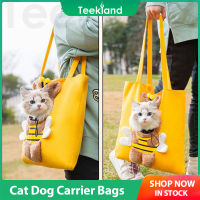 Teekland กระเป๋าถือ Tas Carrier การ์ตูนแมว,กระเป๋าใส่สัตว์เลี้ยงแคนวาสแบบพกพาระบายอากาศได้สำหรับสัตว์เลี้ยงเดินทางออกไปข้างนอก