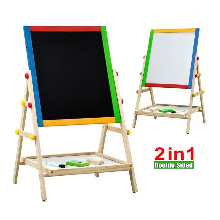 iDECO 2 In 1 Kids Foldable Multicolour Wooden Easel White And Black
