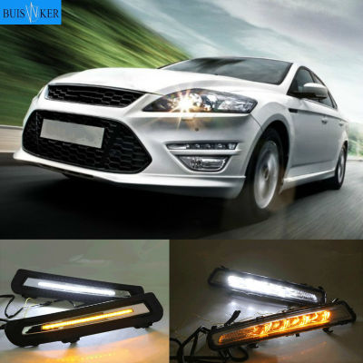 DRL Driving Daytime Running Light fog lamp 12V Relay Daylight Yellow turn signal 2Pcs for Ford Mondeo 2011 2012 2013