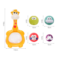 5pcs Baby Bathtub Water Game Play Set Girl Boy Bath Toy Shooting Basket Basketball Hoop Shower Toy Giraffe Net Bath Fishing