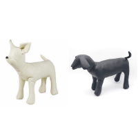 2 Pcs Leather Dog Mannequins Standing Position Dog Models Toys Pet Animal Shop Display Mannequin White S &amp; Black M