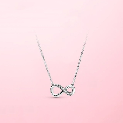 LoveRight Mobius Strip Endless Love Necklace For Women Choker Korean 925 Sterling Silver Chain With Pendants-style Making Gift