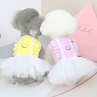 Princess Summer Dog Clothes D-Ring Dog Dress For Small Dog Chihuahua White Harness Vest Sweatshirt Dresses Lace Tulle Tutu Skirt Dresses