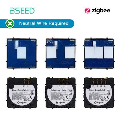 BSEED Zigbee Smart Switch 123Gang Touch Light Switch Function Part Smart Home Tuya Alexa Control Without Glass Panel