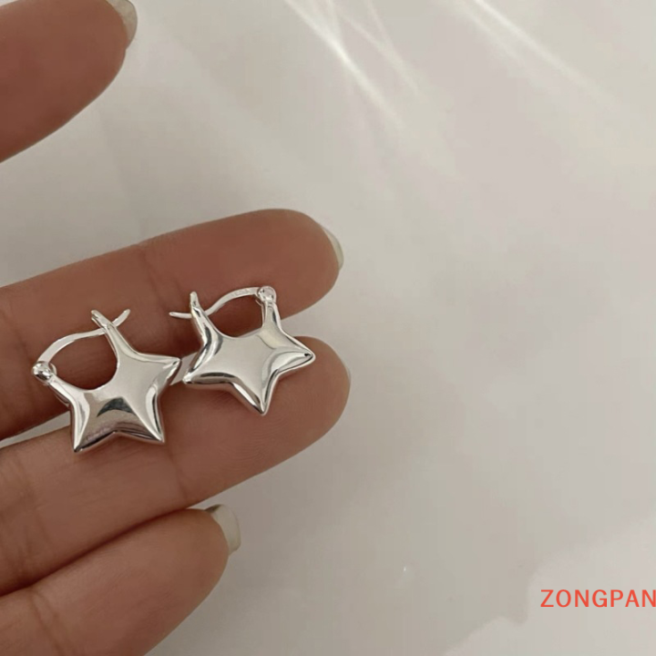 zongpan-ต่างหูสตั๊ดรูปดาวห้าแฉกแนวโลหะสำหรับผู้หญิงต่างหูรูปดาวนำโชคสำหรับใส่ในหูของผู้หญิงต่างหูระย้าเครื่องประดับสำหรับงานปาร์ตี้1คู่