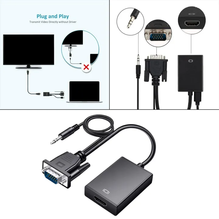 LazaraHome VGA to HDMI Converter Adapter VGA Source Output to TV