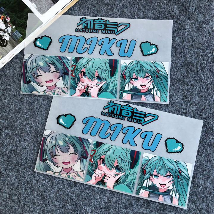 jdm-สติกเกอร์ติดมอเตอร์ไซค์สาวน่ารักฟิกเกอร์การ์ตูนอนิเมะญี่ปุ่น-hatsune-miku-รถสกูตเตอร์ไฟฟ้าสะท้อนแสงจักรยานยนต์อุปกรณ์ตกแต่งตัวเครื่อง