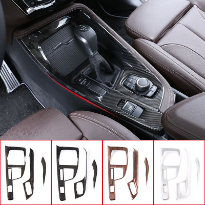 ABS คาร์บอนรถคอนโซลกลางเกียร์เปลี่ยนแผงตกแต่งปกตัดสำหรับ BMW X1 F48 X2 F47 2016-2021 LHD อุปกรณ์ตกแต่งภายใน