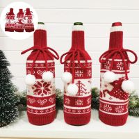 Knitted Creative Xmas Decoration Santa Claus Wine Set Ball Pendant Christmas Ornaments Cover Wine Bottle Decoracion NavidadeñA