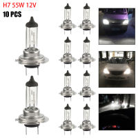 10PCS H7 55W 12V หลอดไฟหน้าฮาโลเจน Super White รถหลอดไฟหน้า6000K Xenon Gas Filled HID รถหลอดฮาโลเจน