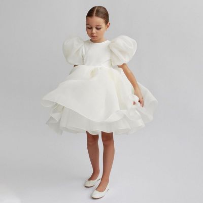 〖jeansame dress〗สีขาวเจ้าหญิงพรหมชุดสำหรับเด็กสาวดอกไม้สาวแต่งตัวหรูหราอย่างเป็นทางการ T Ulle ตู Vestidos เด็กเปลือยตาข่ายชุด3 6 8Y