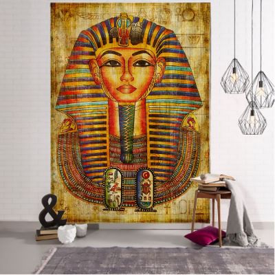 พรมอิยิปต์โบราณแบบชาวเผ่าป่าเถื่อนแขวนผนังหอพักบ้านผ้าปูประดับโยนศิลปะตกแร่งบ้านผ้าผนัง
