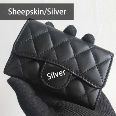 Luxury Classical Black Women Bag Brand Fashion Sheepskin Leather Business Card Holder Genuine Leather Credit Card Holder