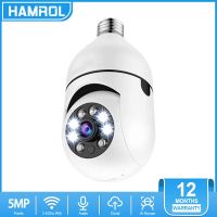 Hamrol V380 5MP PTZ WiFi Camera 2MP 1080P Light Bulb 360° Rotate Panoramic Wireless IP Security Camera Remote Viewing