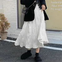 【CC】 Irregular Wrinkled Skirt Waist Pleated 2022 Korean Gothic Saia