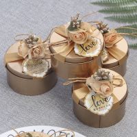 Iron Candy Box Gold Heart Shape Gift Box Flower Ribbon Wedding Party Favors Packaging Birthday Decor Metal Gift Boxes Supplies Storage Boxes