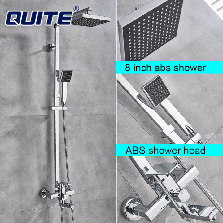 QUITE Luxurious Matte Black Rainfall Shower Faucet Set Single Lever ...