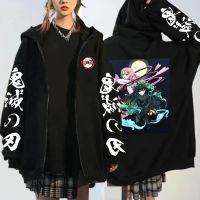 Tokitou Muichirou Demon Slayer Anime Zipper Hoodies Kanroji Mitsuri Mnaga Printed Men Oversized Casual Zip-up Jacket Coats Size XS-4XL