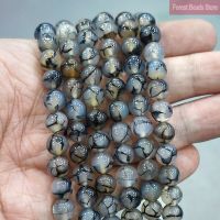 Natural Stone Black Dragon Vein Agates Round Beads DIY Bracelet Necklace Pendants for Jewelry Making 15" Strand 4 6 8 10 12 14MM Beads