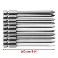 10ชิ้น Ph2หัวเสียบแม่เหล็กข้อต่อไขควงเหล็ก S2 1/4 Hex Shank 100มม.