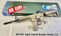ปืนบีบีกัน รุ่น M4 RIS : CM16 Raider : G&amp;G สีทราย บอดี้เหลี่ยม สินค้ามือ1
