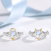 New Fashion Angel and Devil Wings Couple Ring for Women Romantic Two color Adjustable Couple Ring Valentine 39;s Day Gift Jewelry