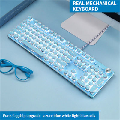 Fashion Lipstick Mechanical Keyboard Mouse Set Retro Girl Pink Cute Blue Axis Round Keycap Gaming Keyboard for PC Gamer Mac