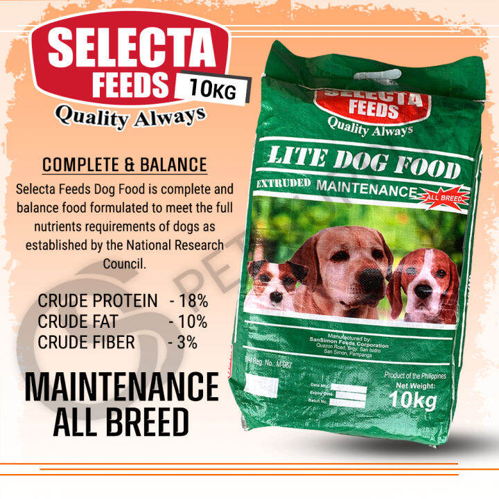 PETSCHOICE10kg Selecta Feeds Quality Always Lite Dog Dry Food Extruded
